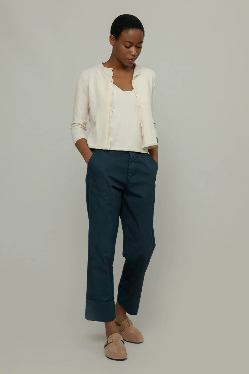 Cardigan Donna Manica Media Cotone Rigenerato Leda - Image 3