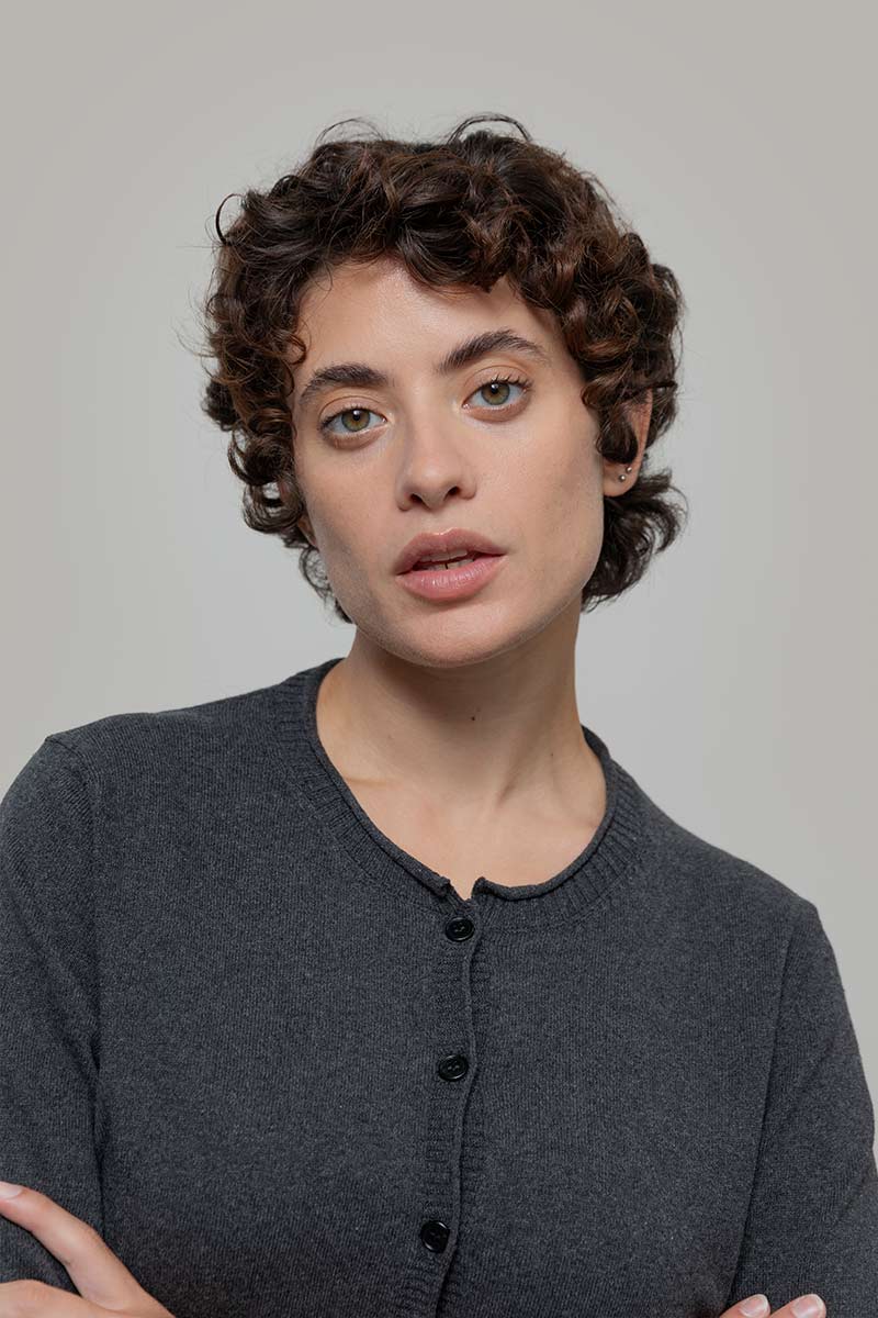 Cardigan Donna Manica Media Cotone Rigenerato Leda - Image 3