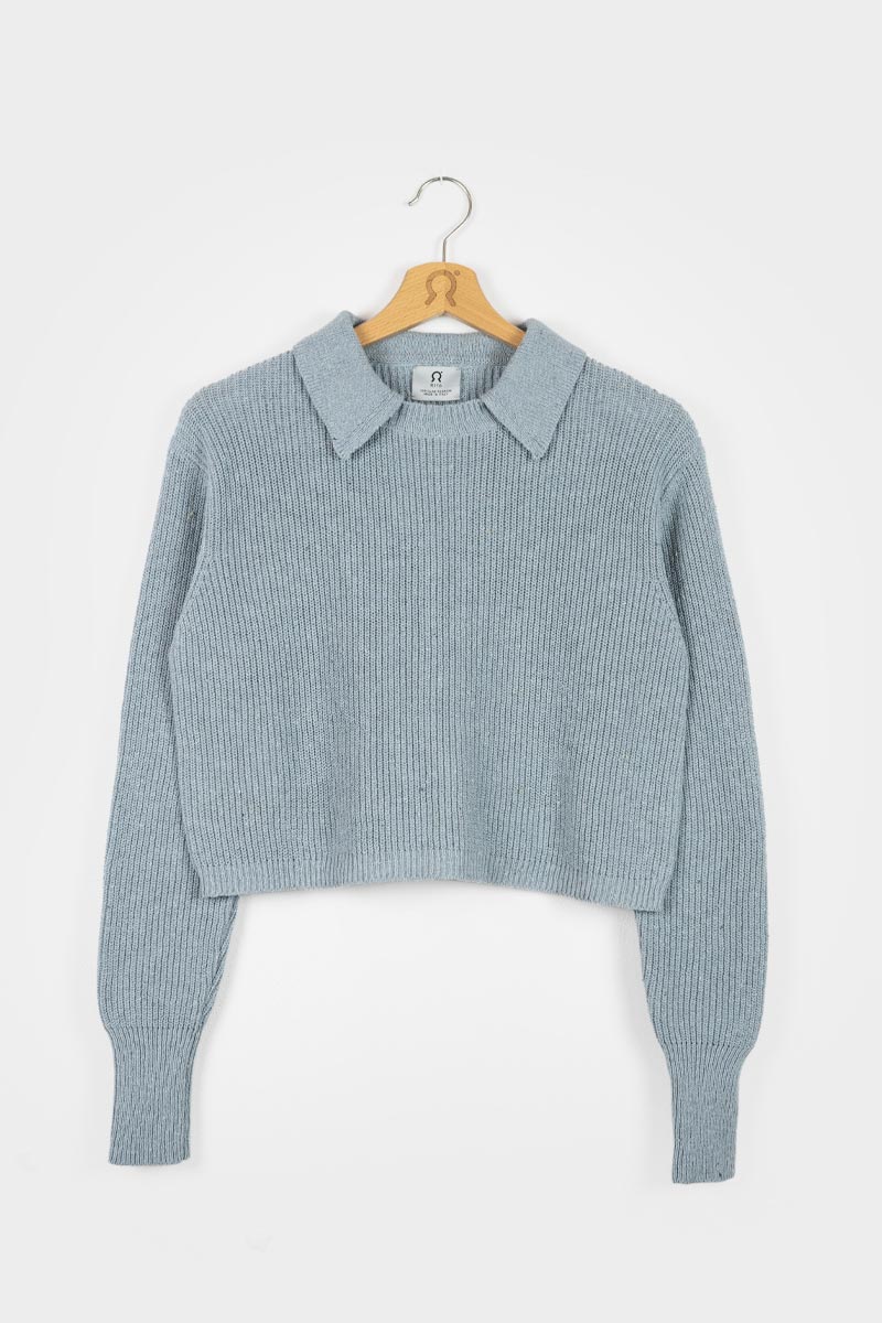Maglia Cropped Donna Cotone Jeans Rigenerato Martina - Image 3