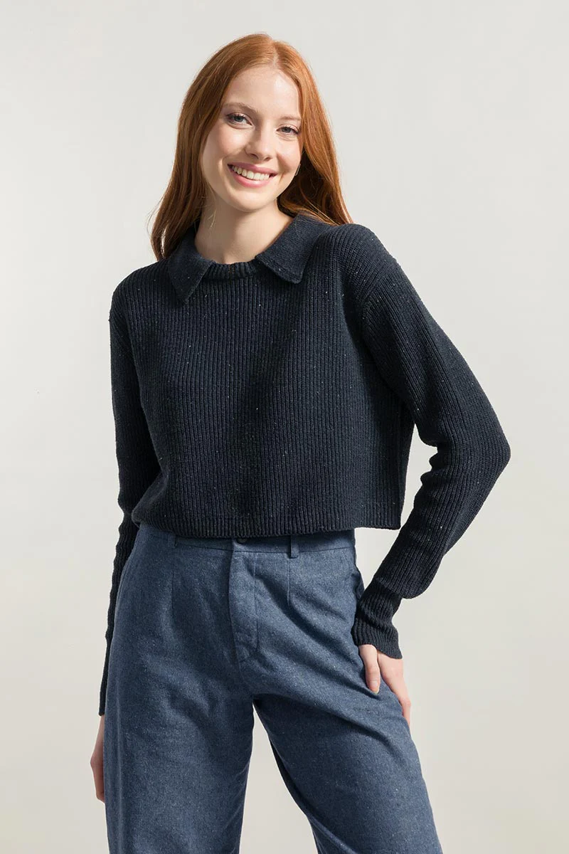 Maglia Cropped Donna Cotone Jeans Rigenerato Martina - Image 3